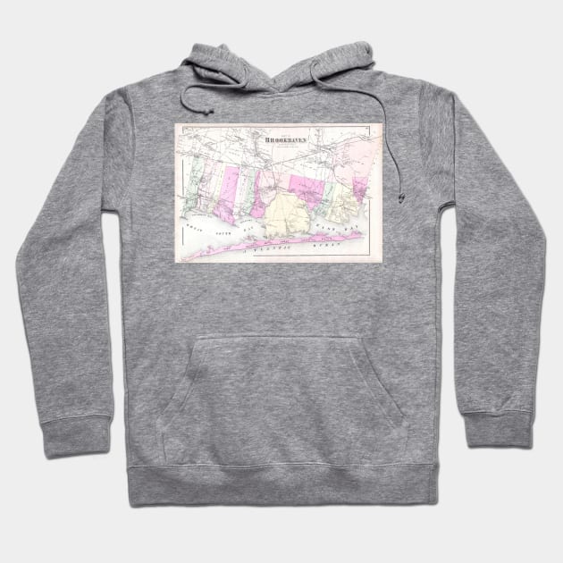 Vintage Brookhaven and Fire Island NY Map (1873) Hoodie by Bravuramedia